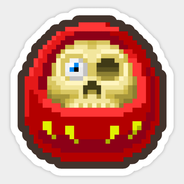 8 Bit Daruma doll Skull Sticker by EvilTees